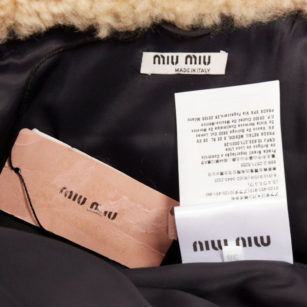 Miu Miu Plaid Casentino Shearling wool sheepskin fur boxy jacket - Picture 9 of 10